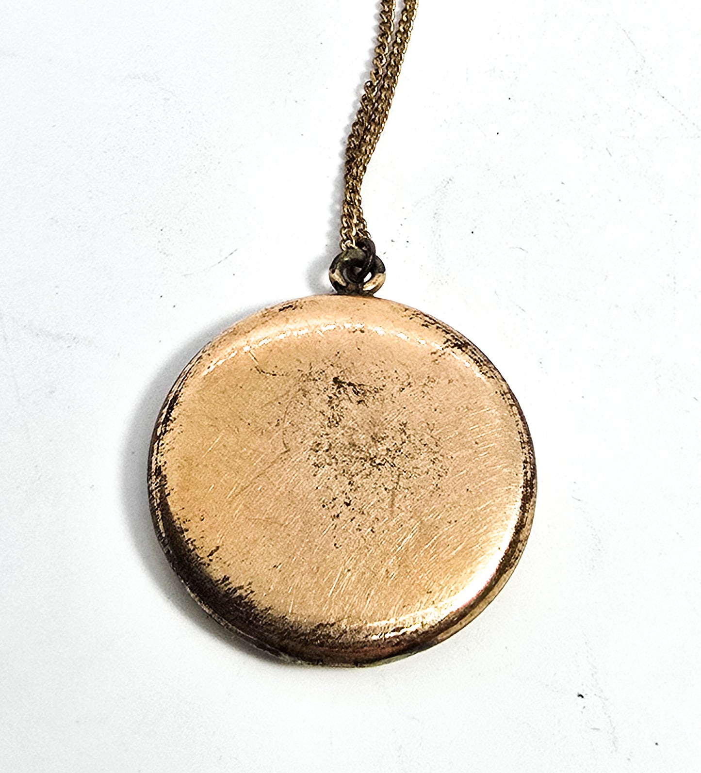 W. & S. Blackinton Antique 14k Gold Filled Victorian M monogram etched locket necklace