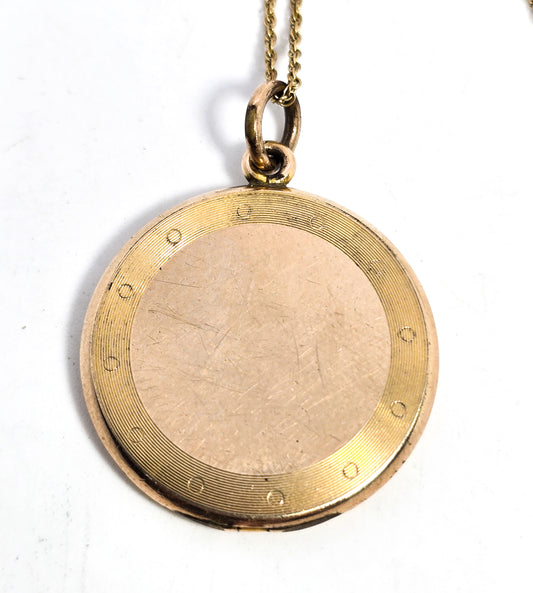 Wightman & Hough Co. antique gold filled etched locket necklace blank W&H