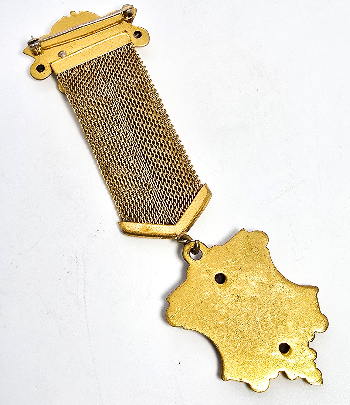 Victorian antique mesh gold filled leaf berry memento mori mourning brooch