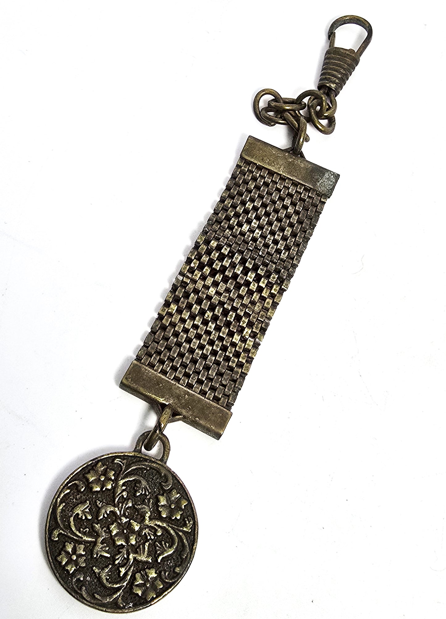 Westclox mesh brass full hunting moose and dog vintage watch fob