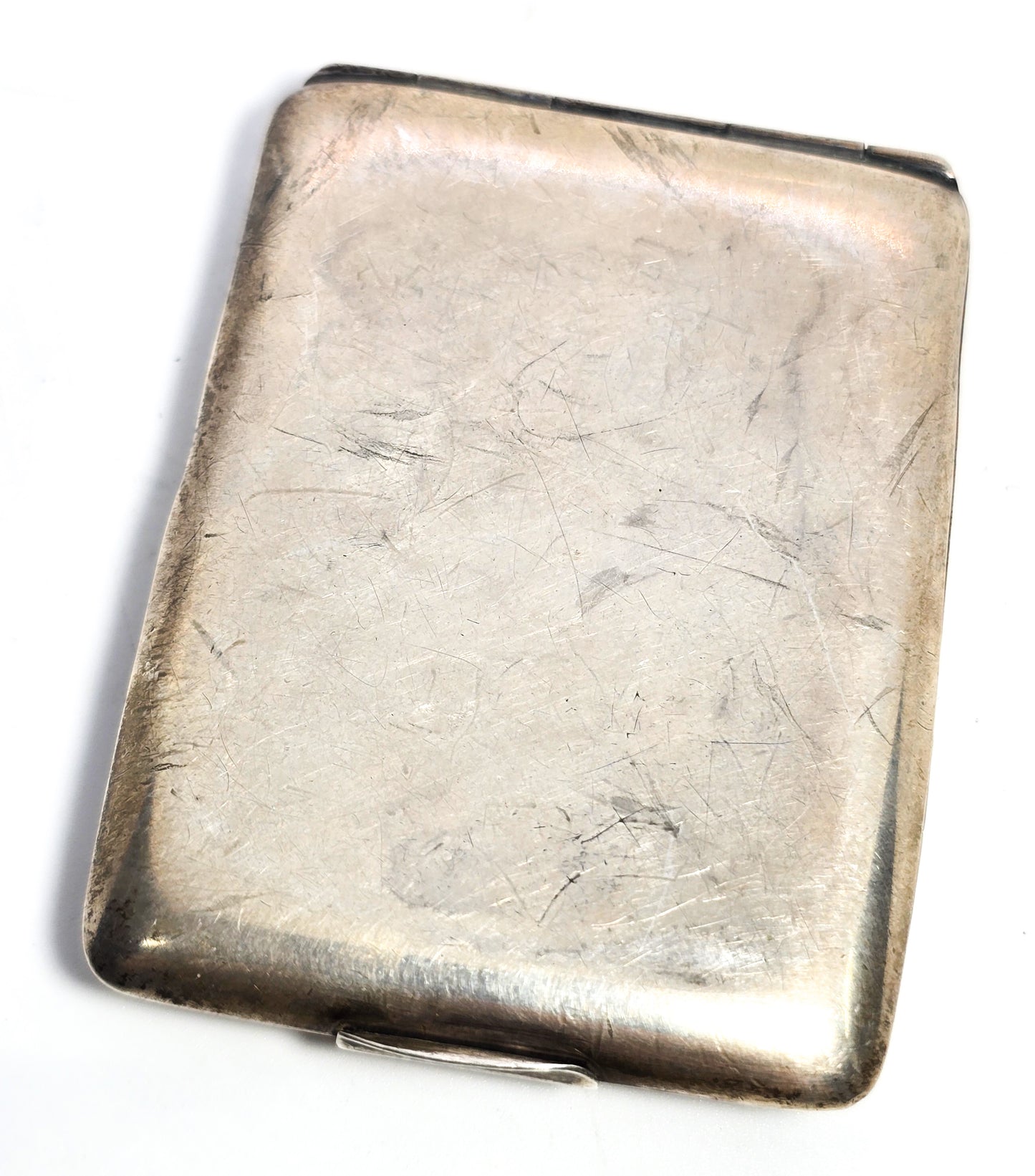 Victorian etched flower hinged antique sterling silver match card safe red button