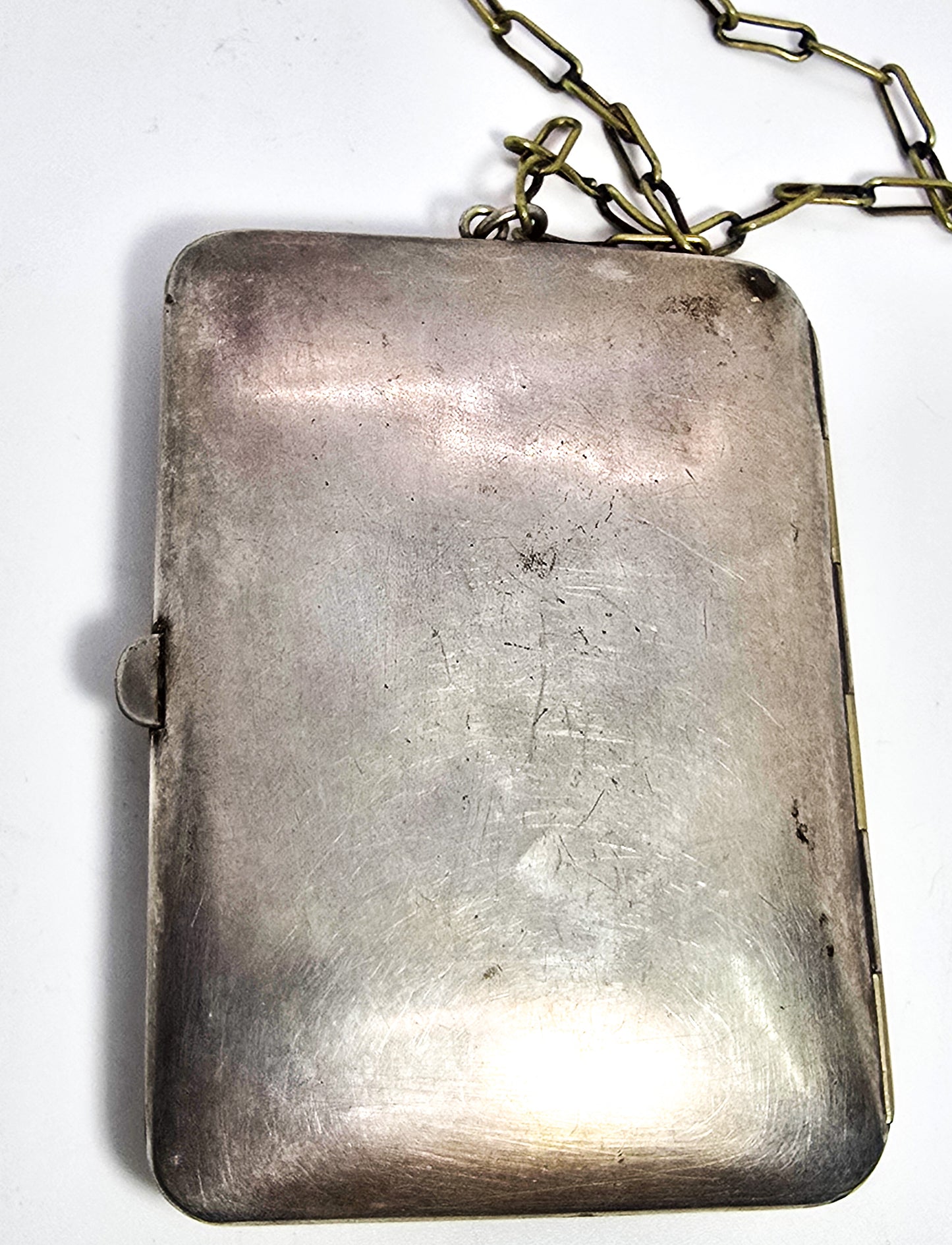 Victorian Antique German Silver Compact Coin and Dance floral etched Purse
