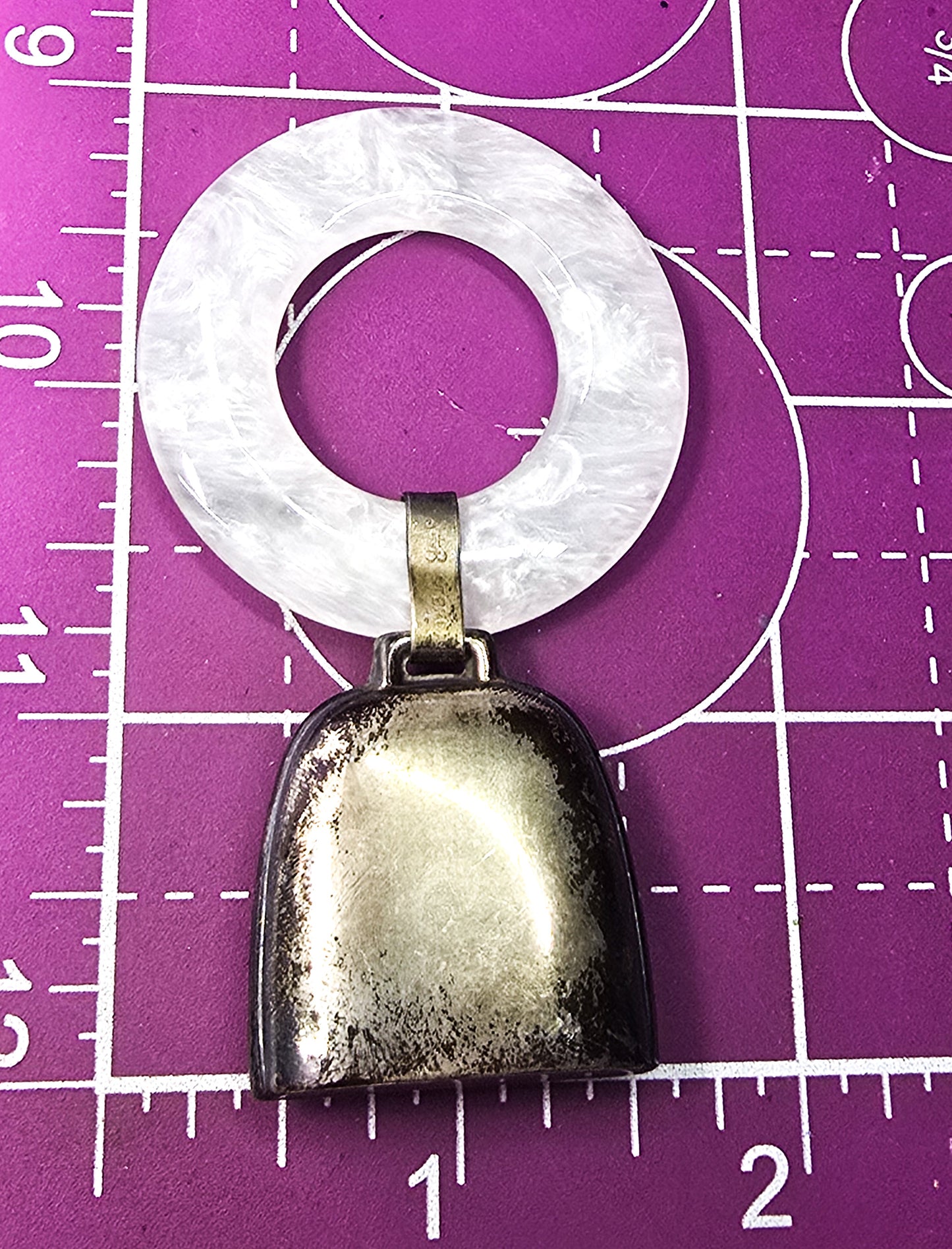 SLB Vintage Lucite Sterling Silver Cow bell birth announcement blank unused