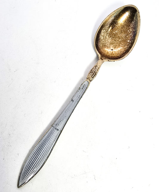 David Andersen Oslo Sterling Silver Norway signed Guilloche Enamel Spoon Blue