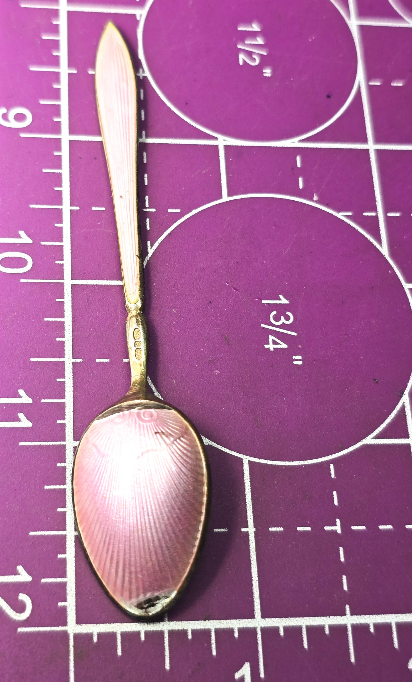 David Andersen Oslo Sterling Silver Norway signed Guilloche Enamel Spoon Pink