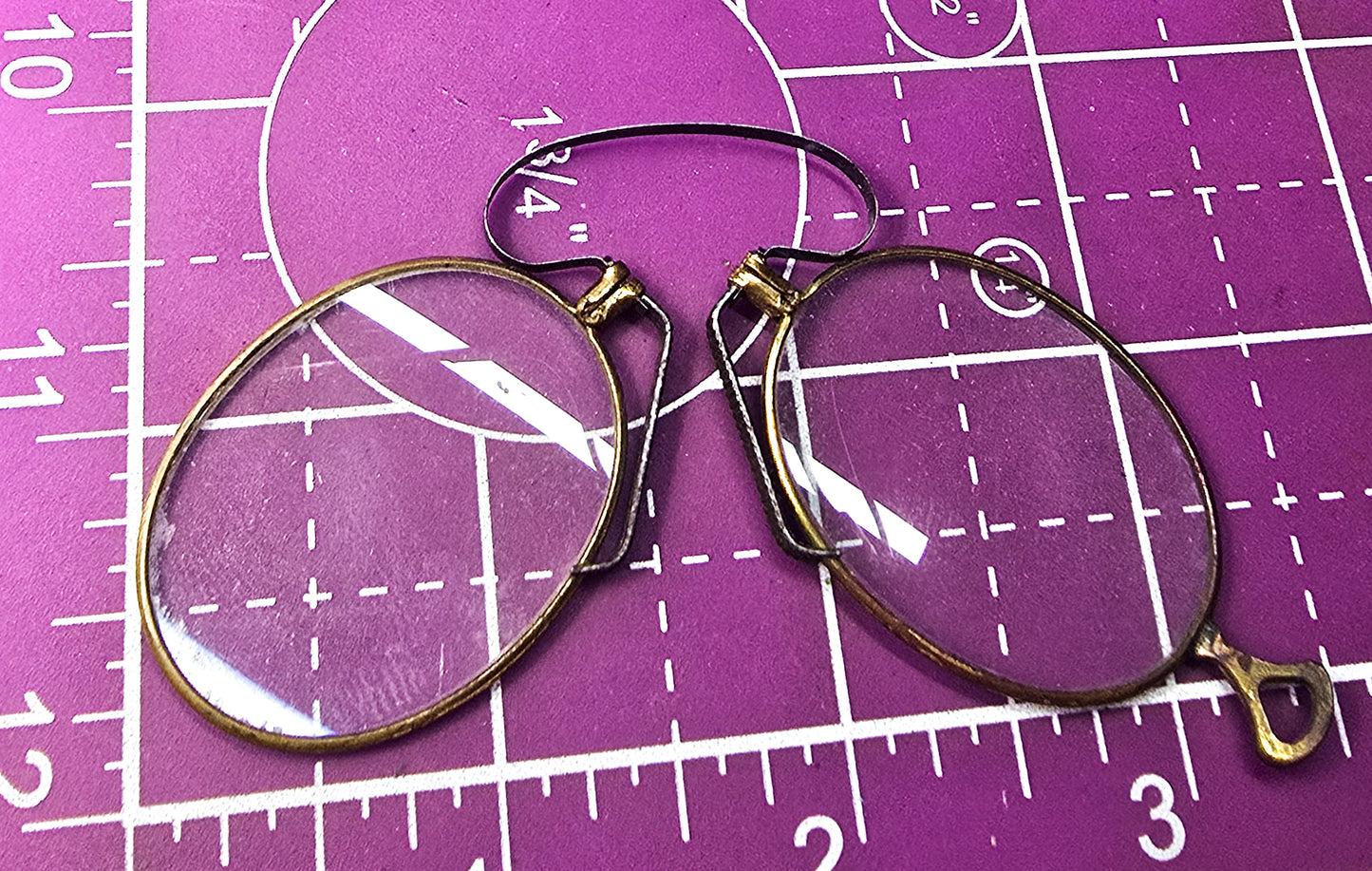 Pince-nez Victorian 1800's glasses gold filled with metal case New York