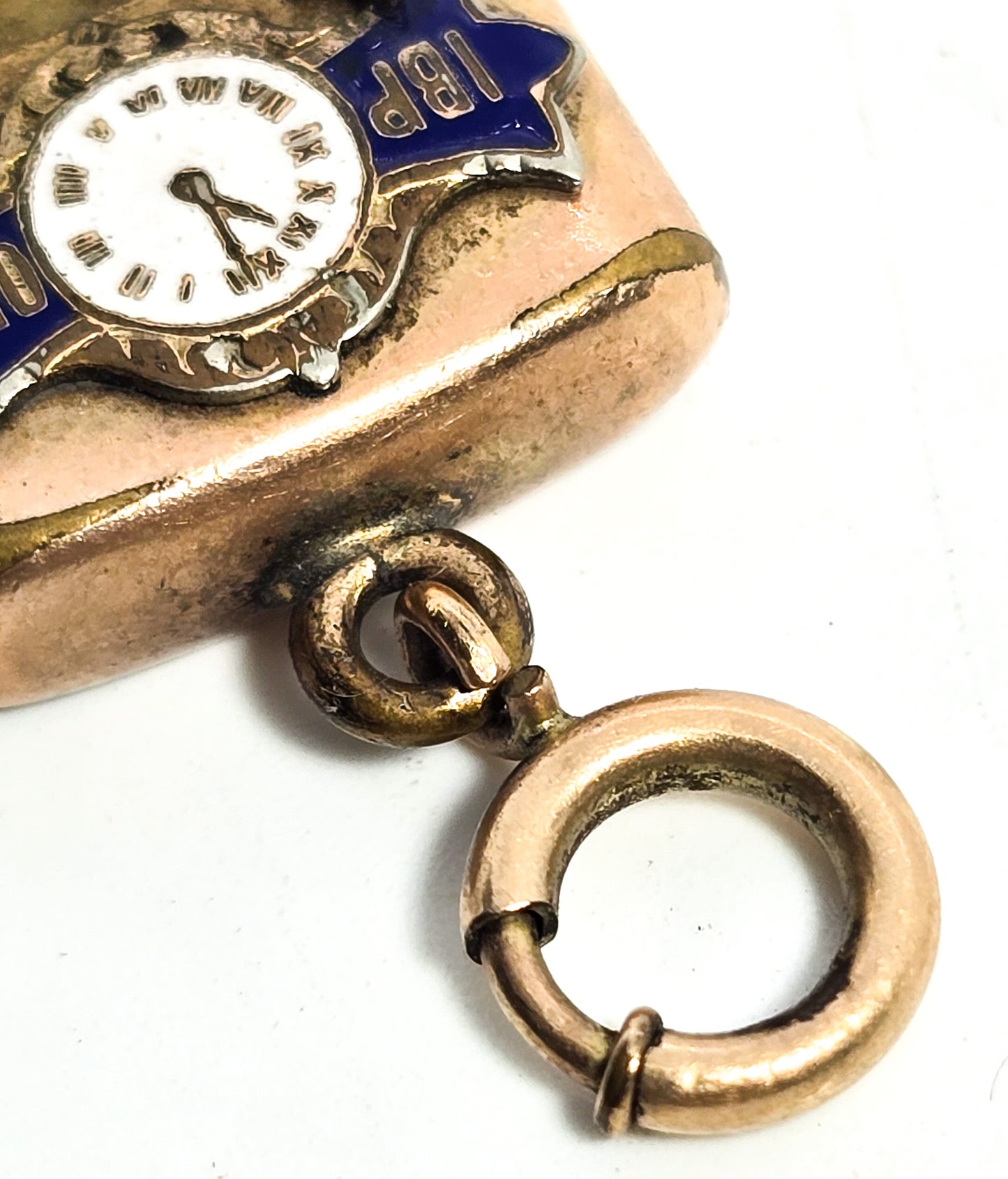 Victorian Elks Lodge Elk Tooth Gold filled enamel antique watch fob charm pendant