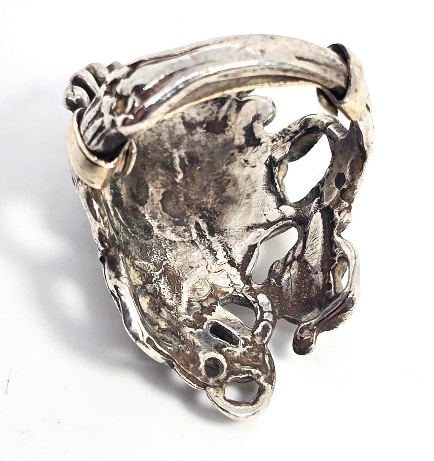Art Nouveau style Crowned Princess nymph vintage sterling silver ring size 8.5