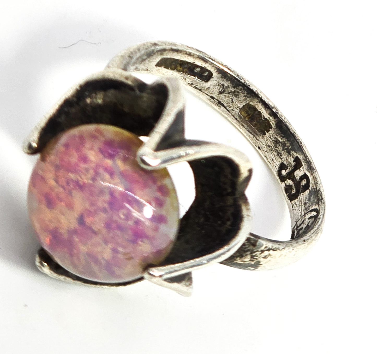 J. Sotelo JS Mexican Dichroic glass Jelly Opal artisan sterling silver ring size 8
