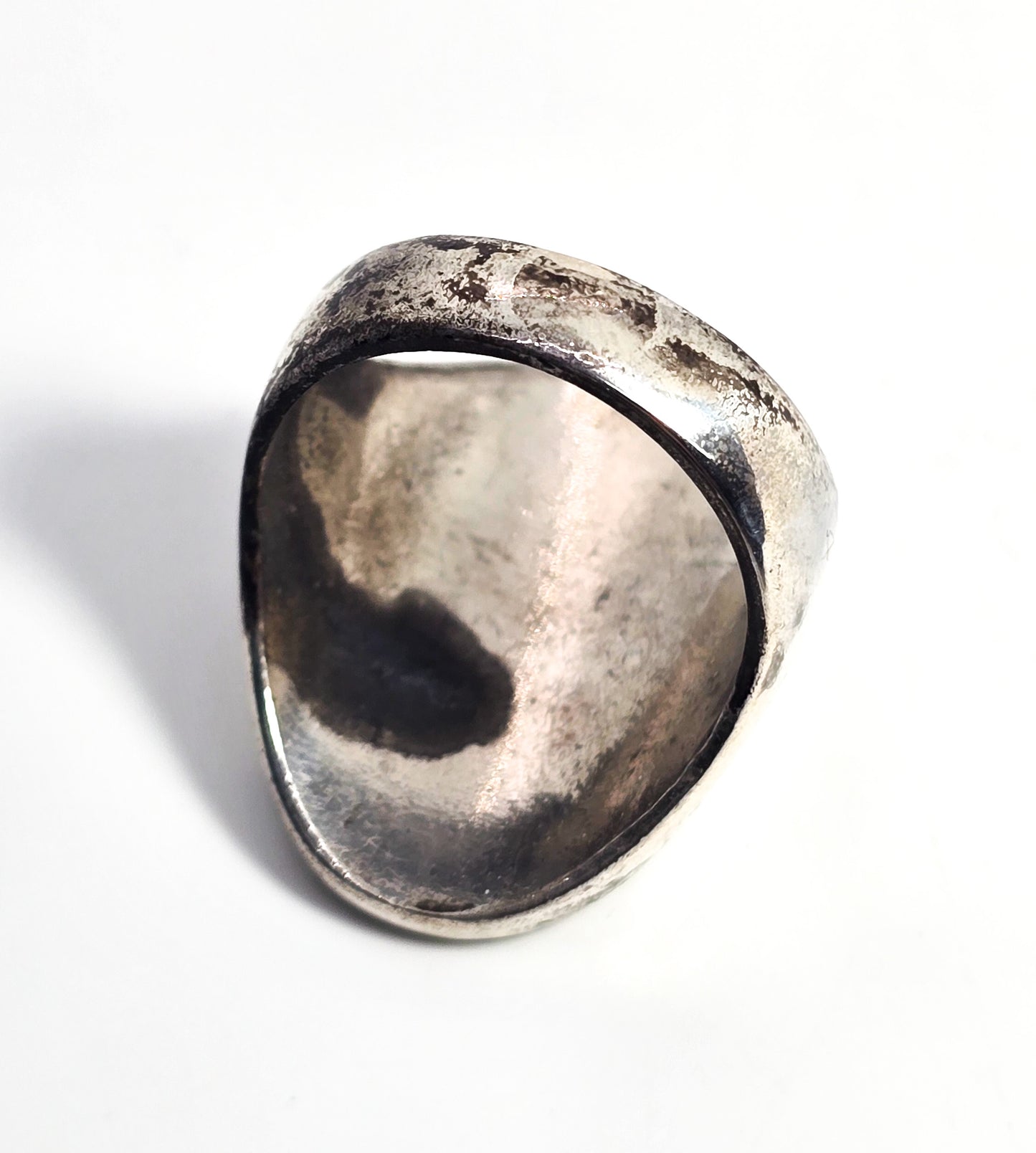 Old Pawn turquoise chip inlay Native American sterling silver vintage men's ring size 11