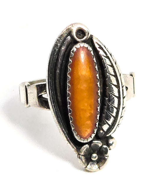 Wheeler Manufacturing Spiny Oyster Native American sterling silver ring size 6
