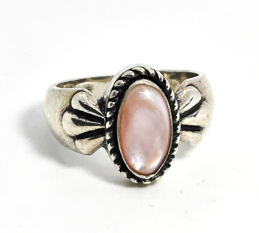 Carolyn Pollack Relios Pink Slipper Shell Sterling Silver Statement Ring size 9
