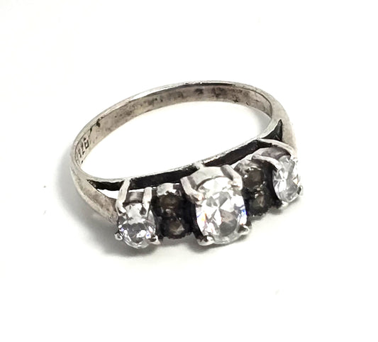 Shube Cubic Zirconia marcasite 7 stone sterling silver multi stone ring size 7.5