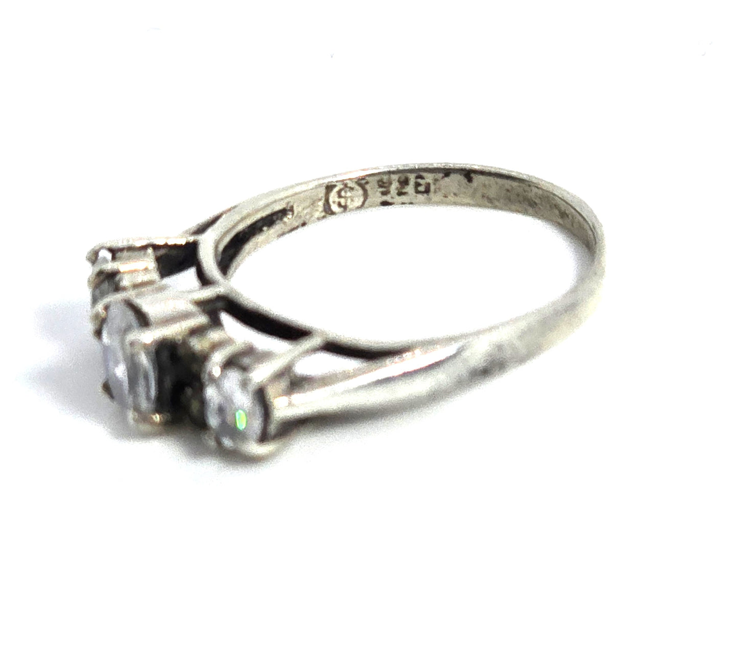 Shube Cubic Zirconia marcasite 7 stone sterling silver multi stone ring size 7.5