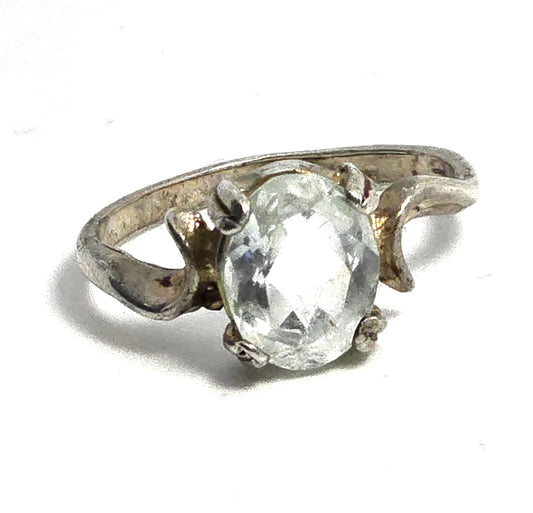 Aquamarine 1.8ct prong set sterling silver gemstone solitaire ring size 7