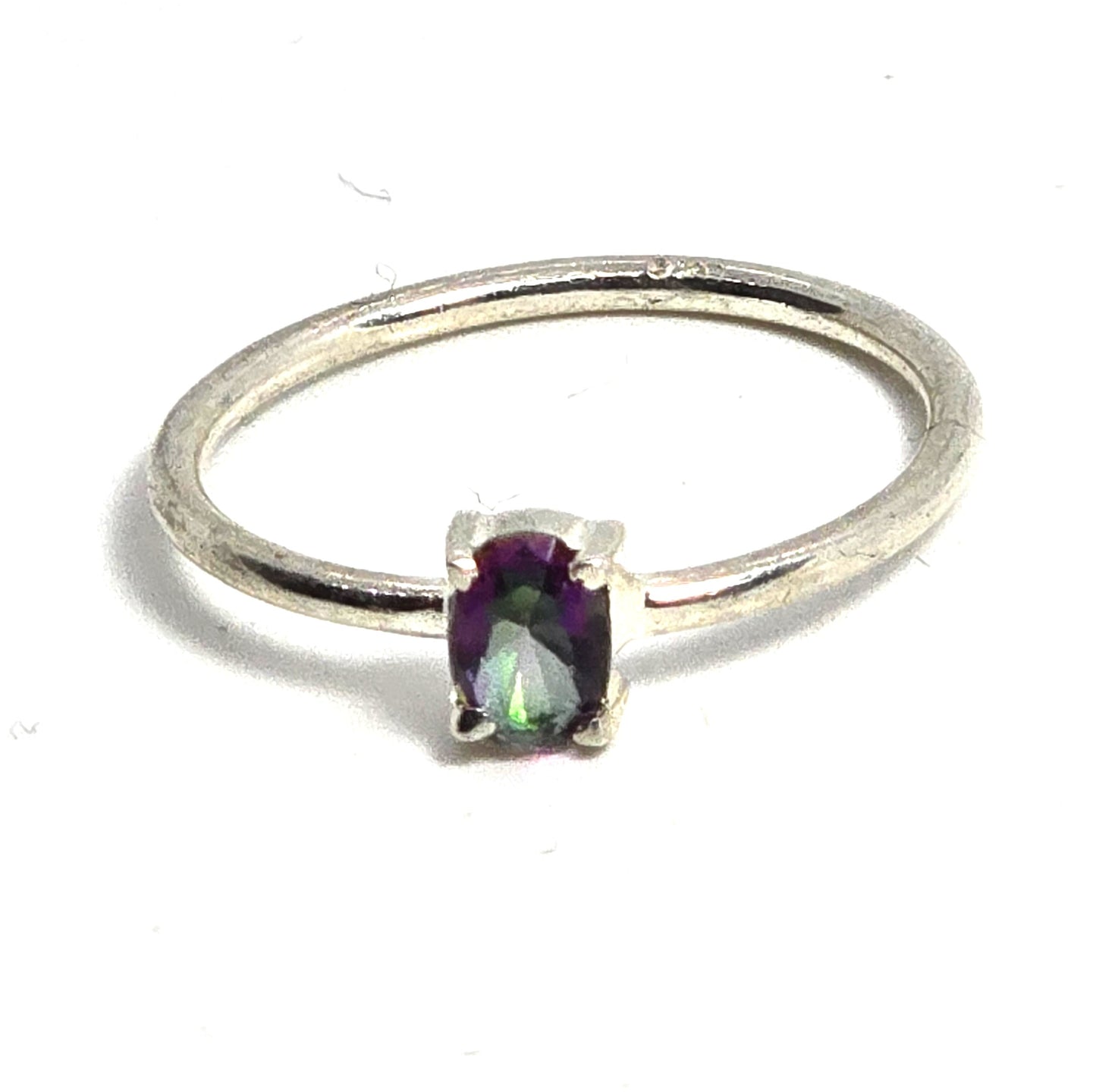 Peacock Mystic Topaz oval cut synthetic topaz sterling silver solitaire ring size 8