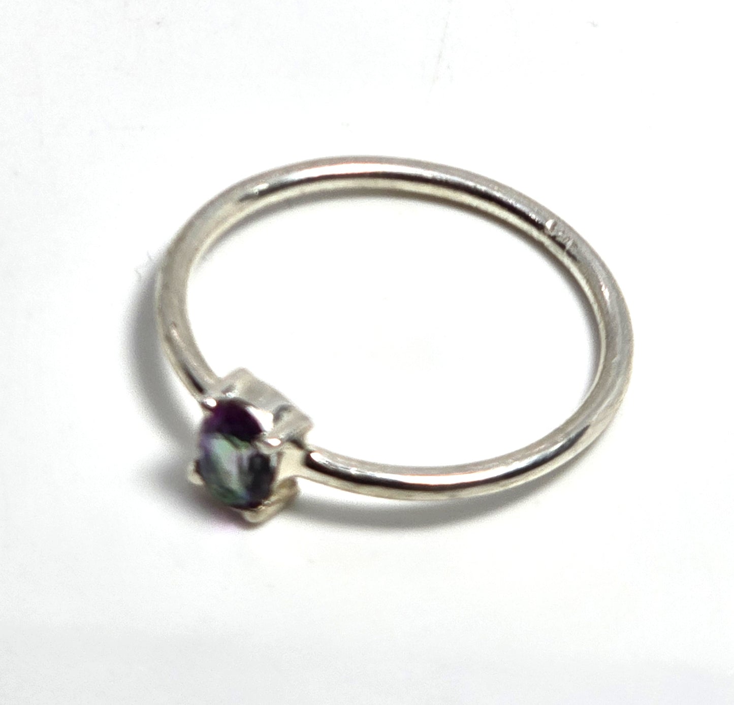 Peacock Mystic Topaz oval cut synthetic topaz sterling silver solitaire ring size 8