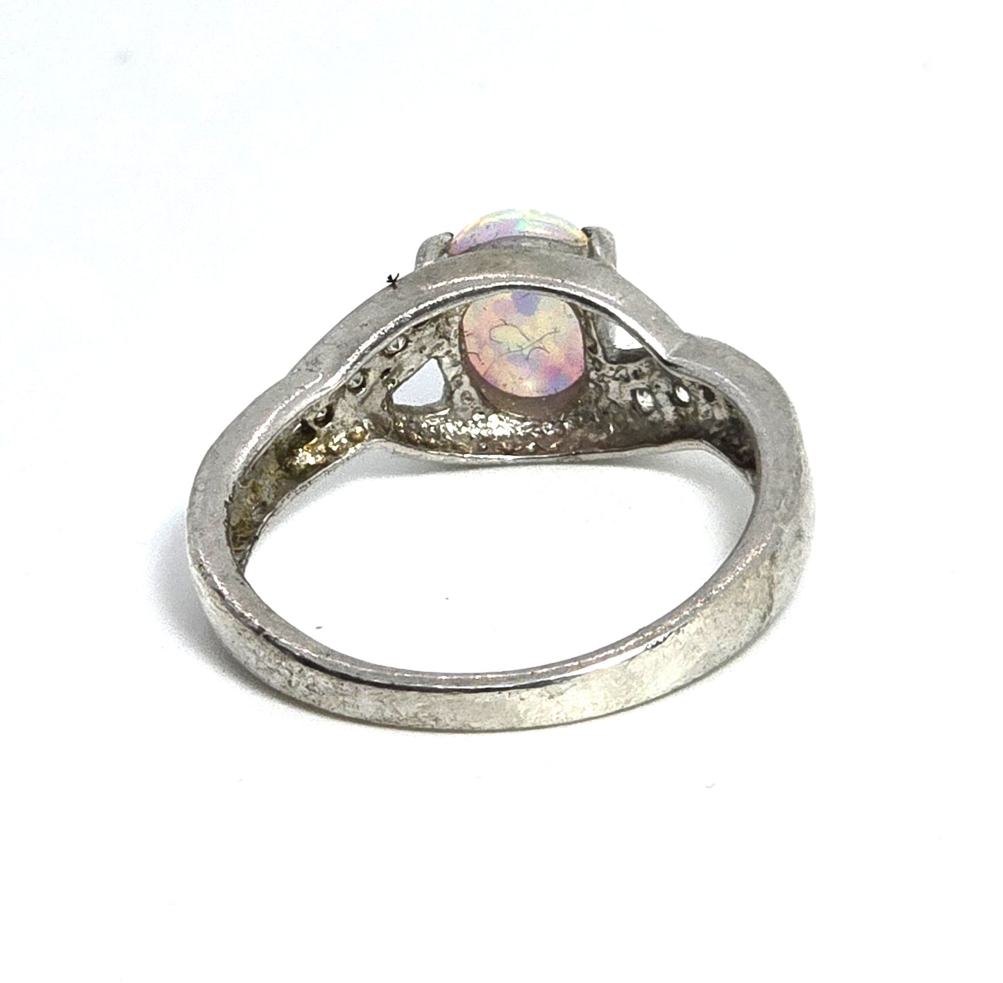 RJ  Graziano White Fire opal Cubic Zirconia sterling silver vintage ring size 6.5