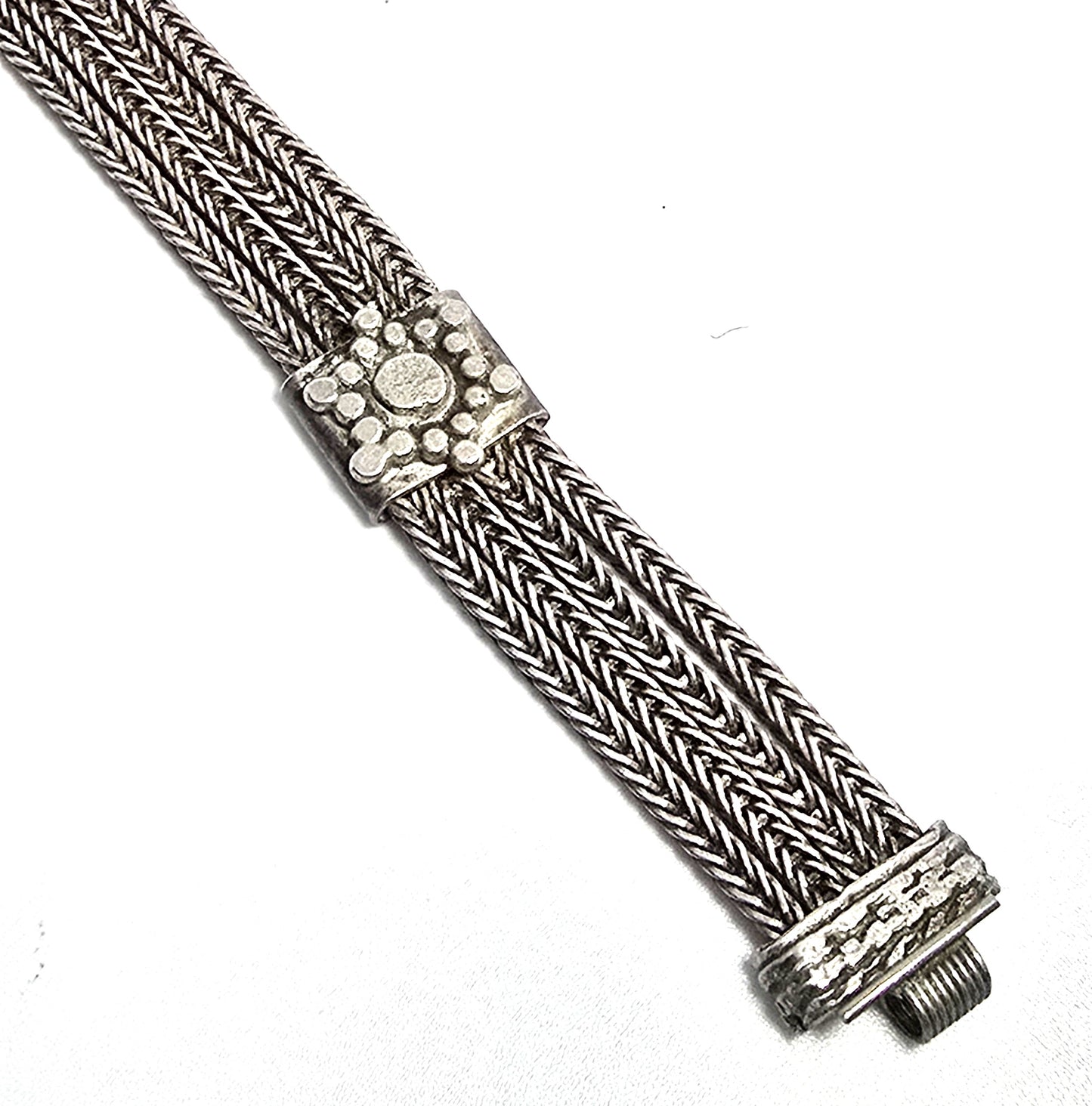 Turkish Ottoman Carnelian gemstone foxtail chain 900 sterling silver vintage bracelet
