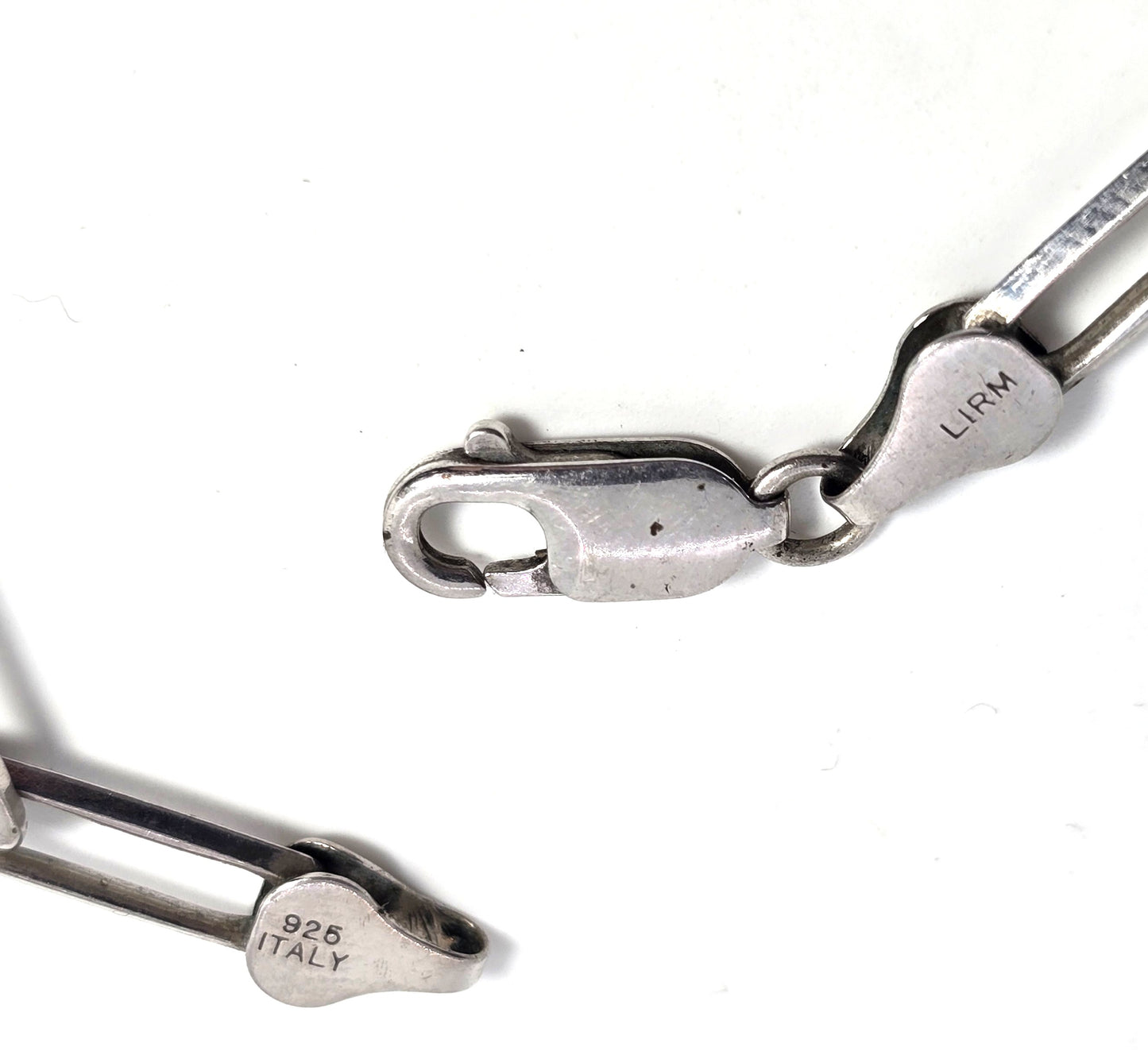 Lirm Articulated long Bar Paperclip Link solid sterling silver vintage retro bracelet