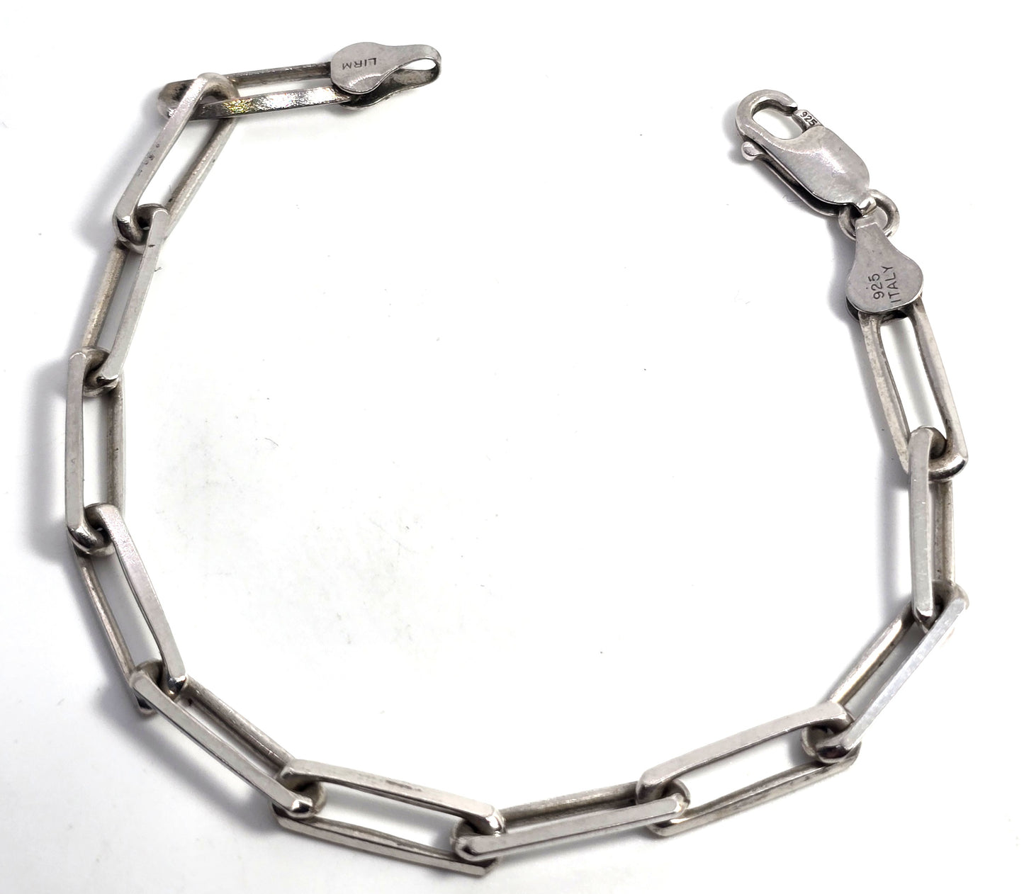 Lirm Articulated long Bar Paperclip Link solid sterling silver vintage retro bracelet