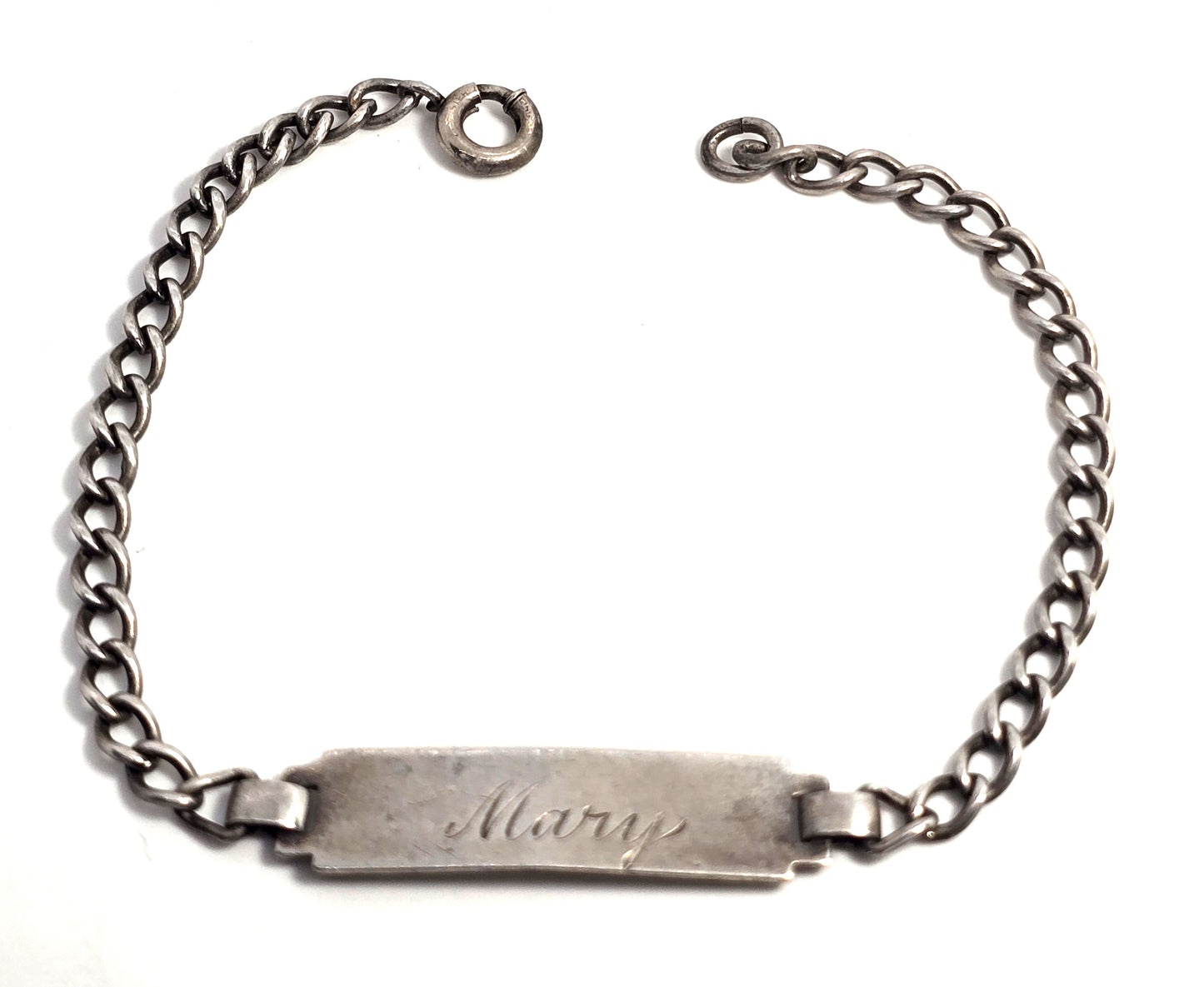 Sterling silver vintage retro engraved ID bracelet "Mary" "Howell Ave"