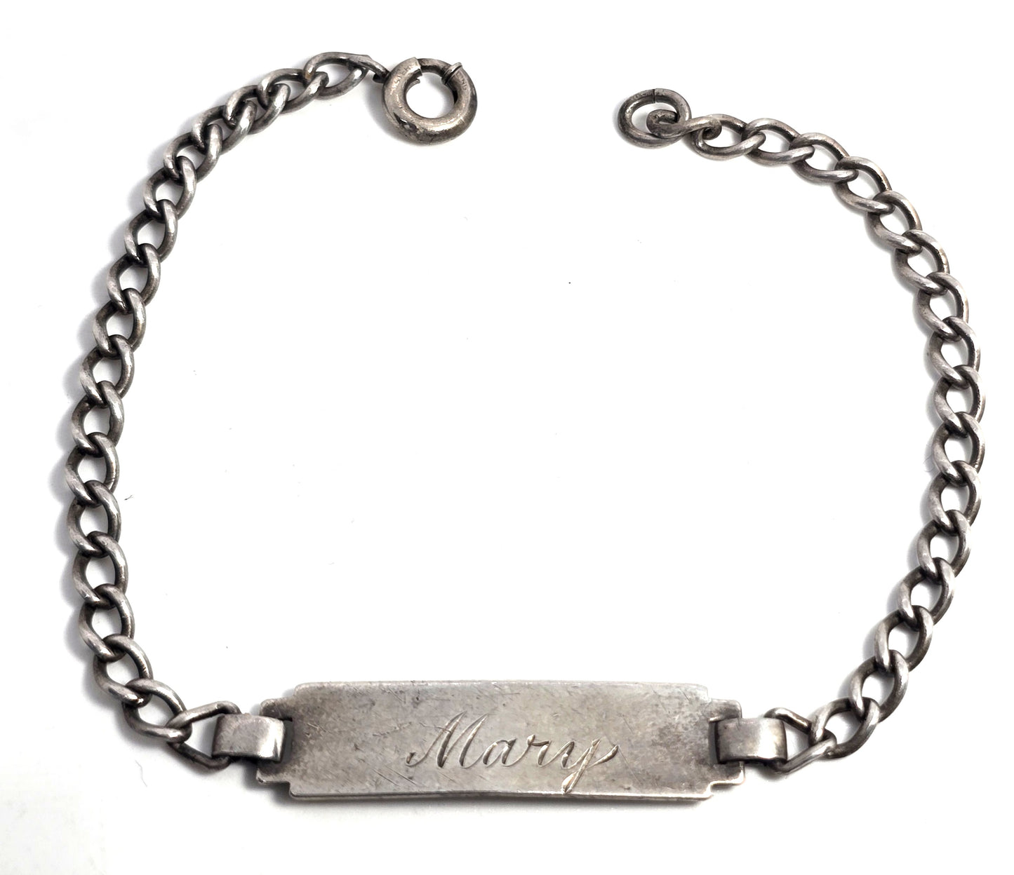 Sterling silver vintage retro engraved ID bracelet "Mary" "Howell Ave"