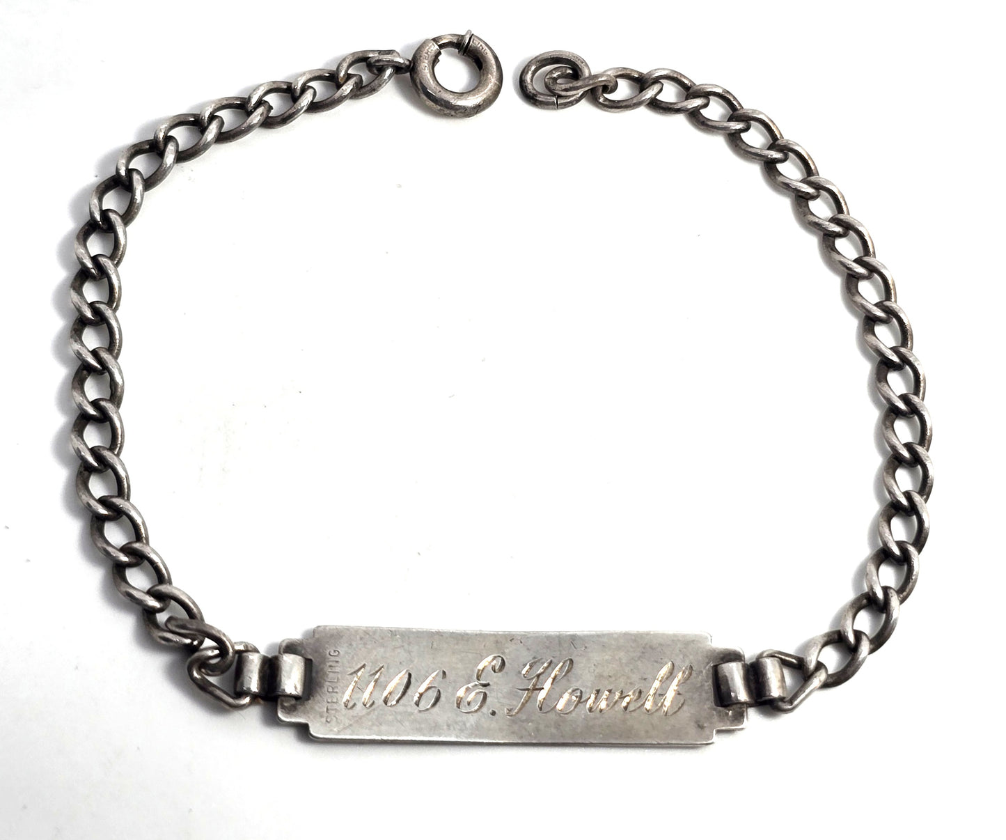 Sterling silver vintage retro engraved ID bracelet "Mary" "Howell Ave"