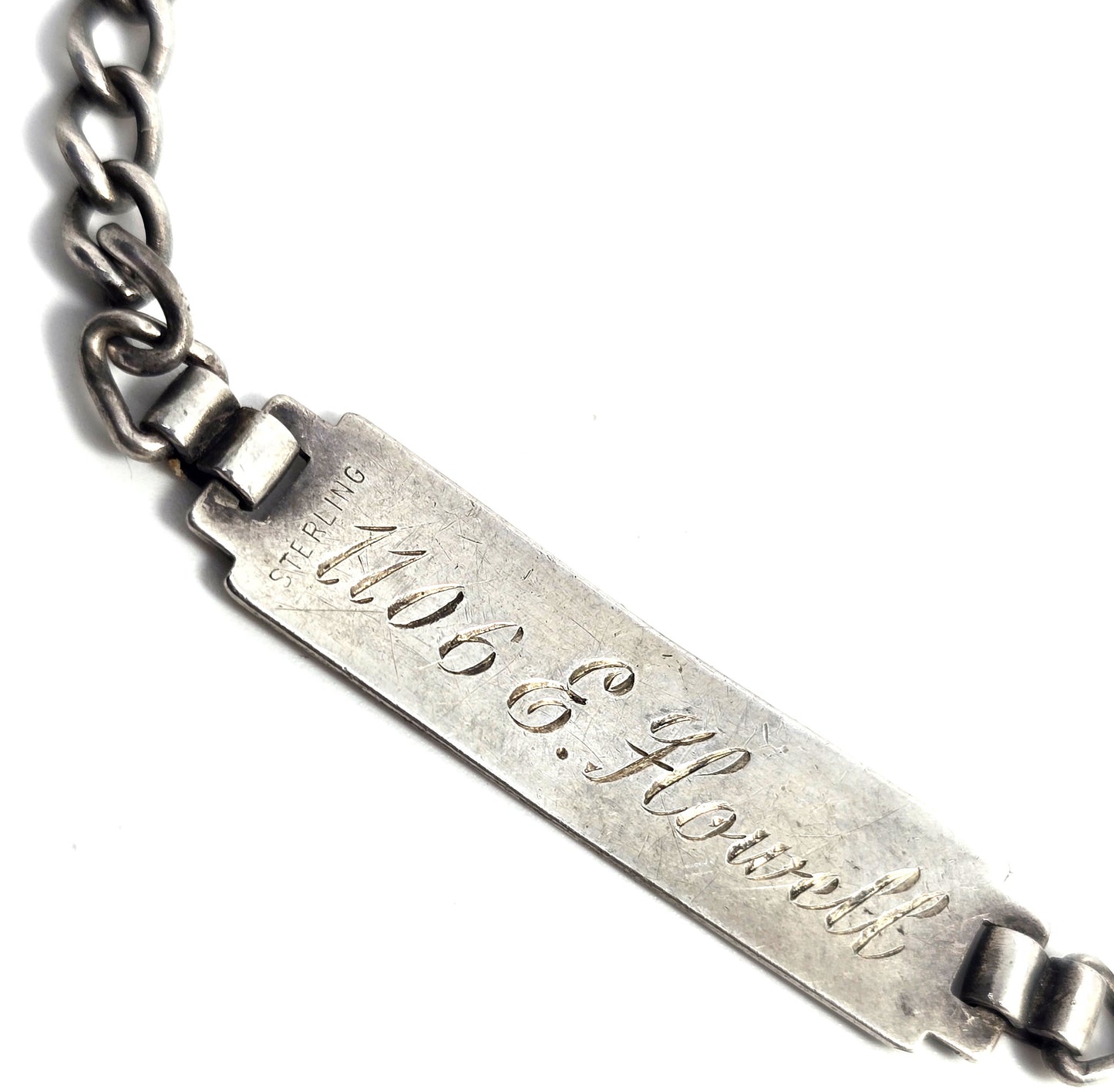 Sterling silver vintage retro engraved ID bracelet "Mary" "Howell Ave"