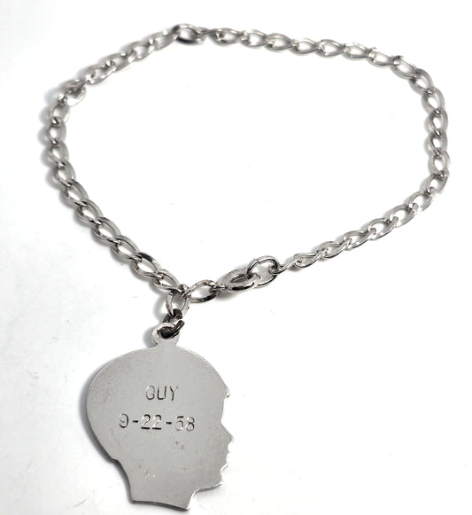 Retro mid century silhouette silver plated charm bracelet Guy 1958