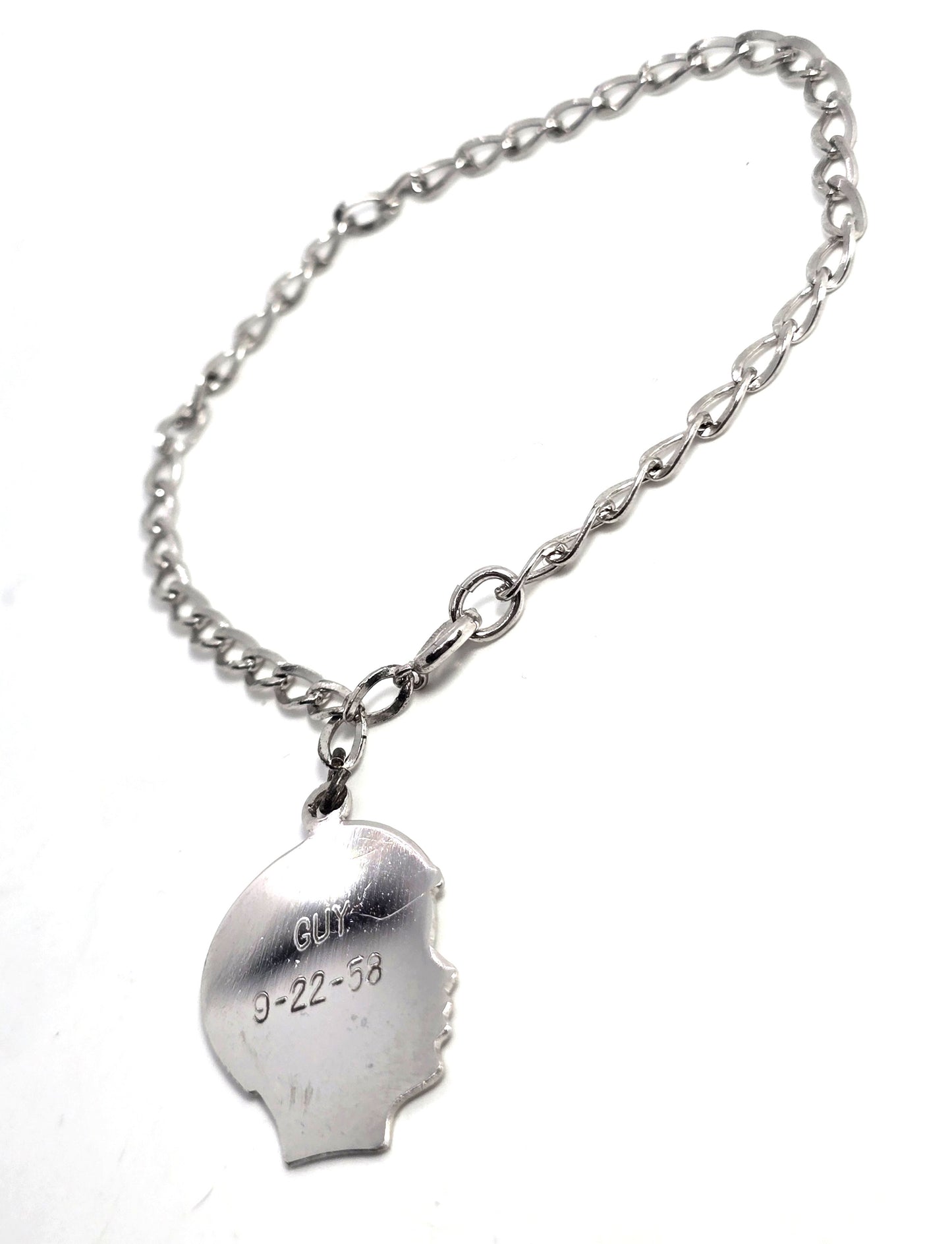 Retro mid century silhouette silver plated charm bracelet Guy 1958