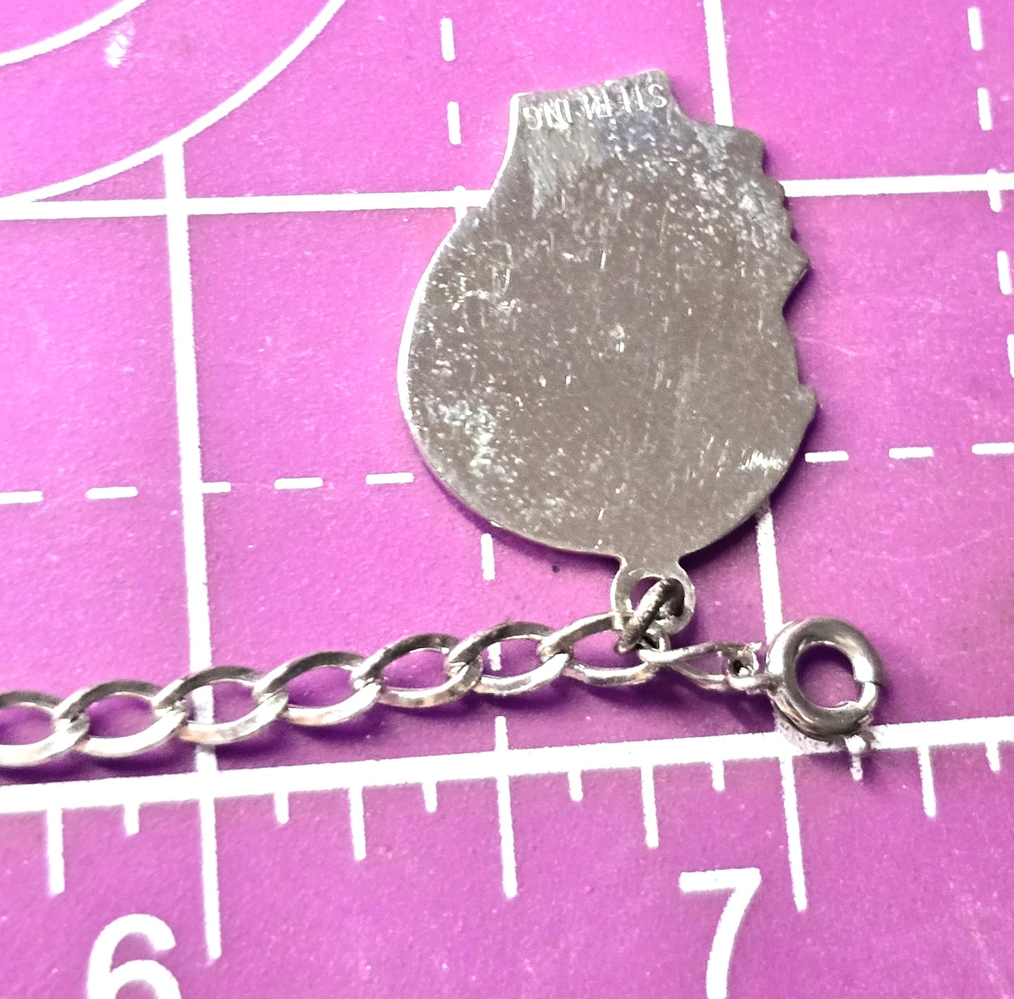 Retro mid century silhouette silver plated charm bracelet Guy 1958