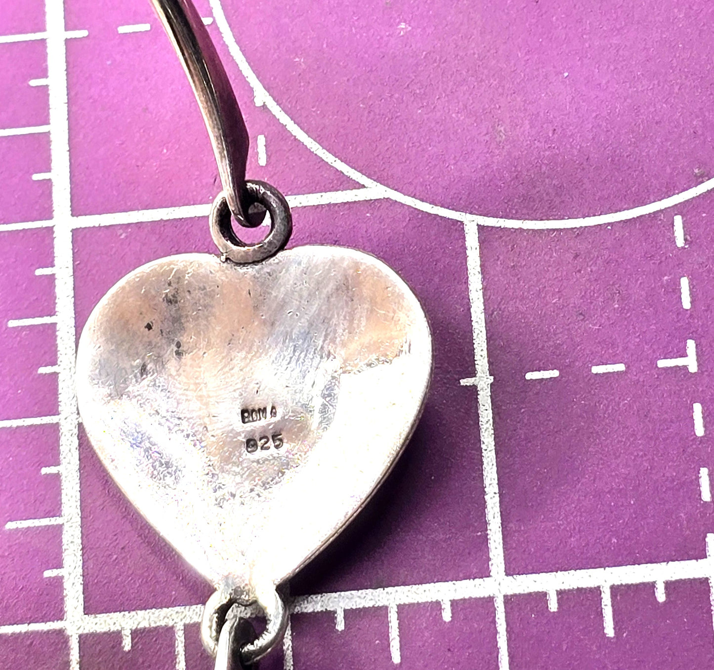 Boma Heart etched celestial sterling silver vintage signed bangle bracelet