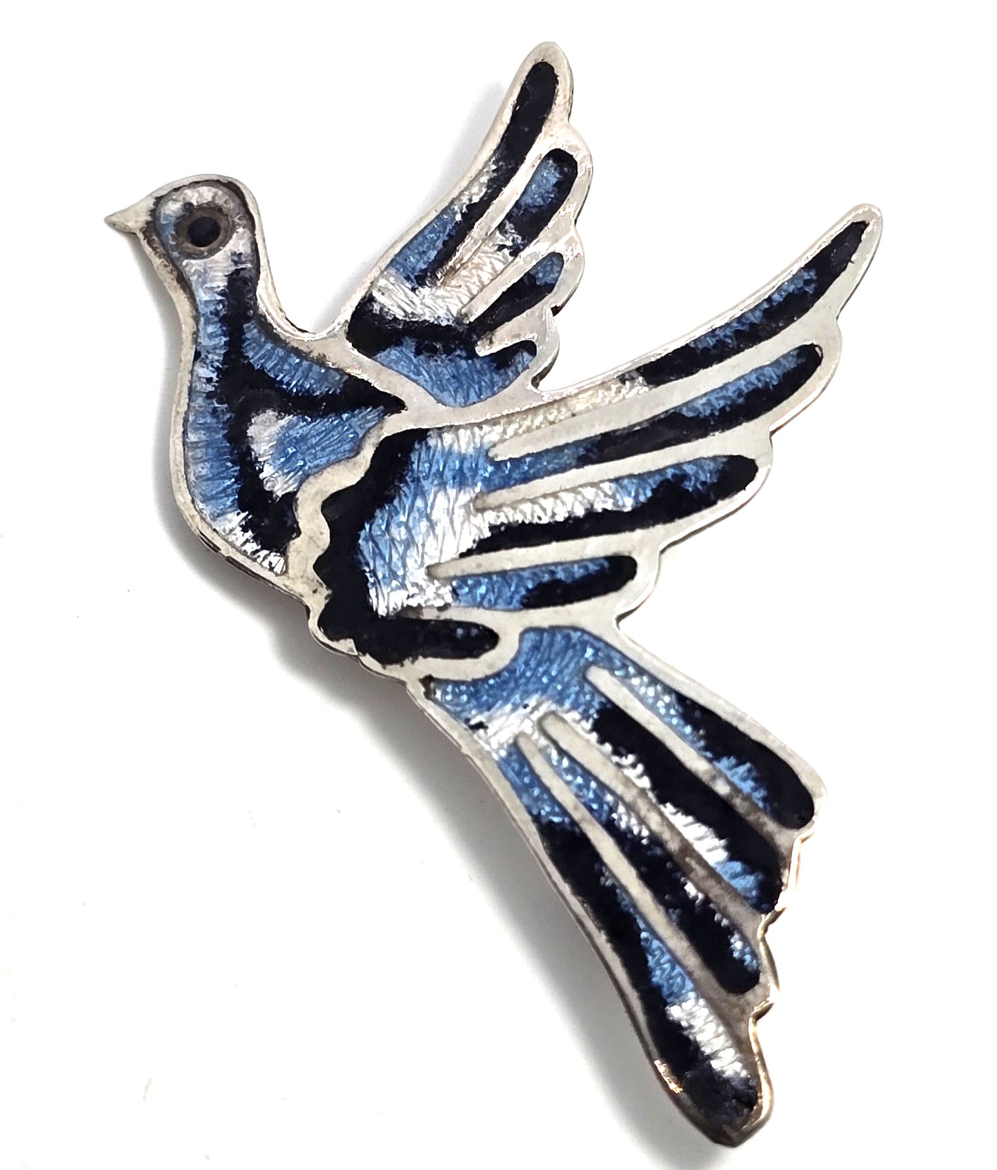 Jeronimo Fuentes Vintage Sterling Silver Enamel Brooch JF Mexico Taxco bird eagle mark