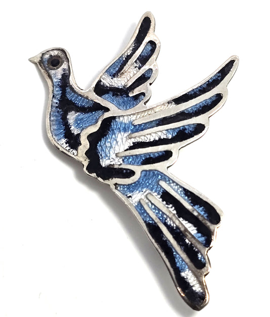 Jeronimo Fuentes Vintage Sterling Silver Enamel Brooch JF Mexico Taxco bird eagle mark