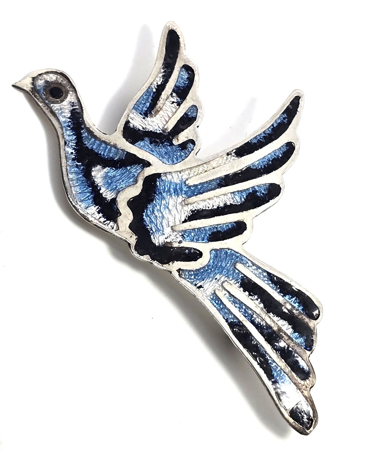 Jeronimo Fuentes Vintage Sterling Silver Enamel Brooch JF Mexico Taxco bird eagle mark