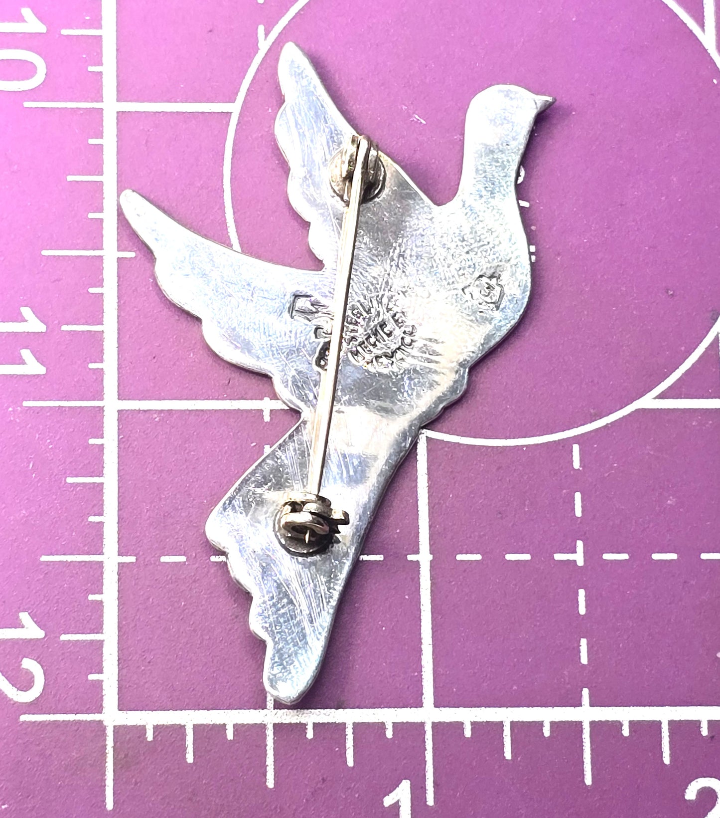 Jeronimo Fuentes Vintage Sterling Silver Enamel Brooch JF Mexico Taxco bird eagle mark