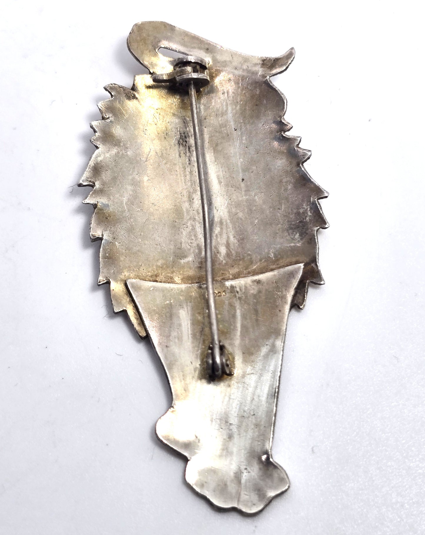 Walking Lion King of the Jungle enamel Safari sterling silver brooch Pin CHIP