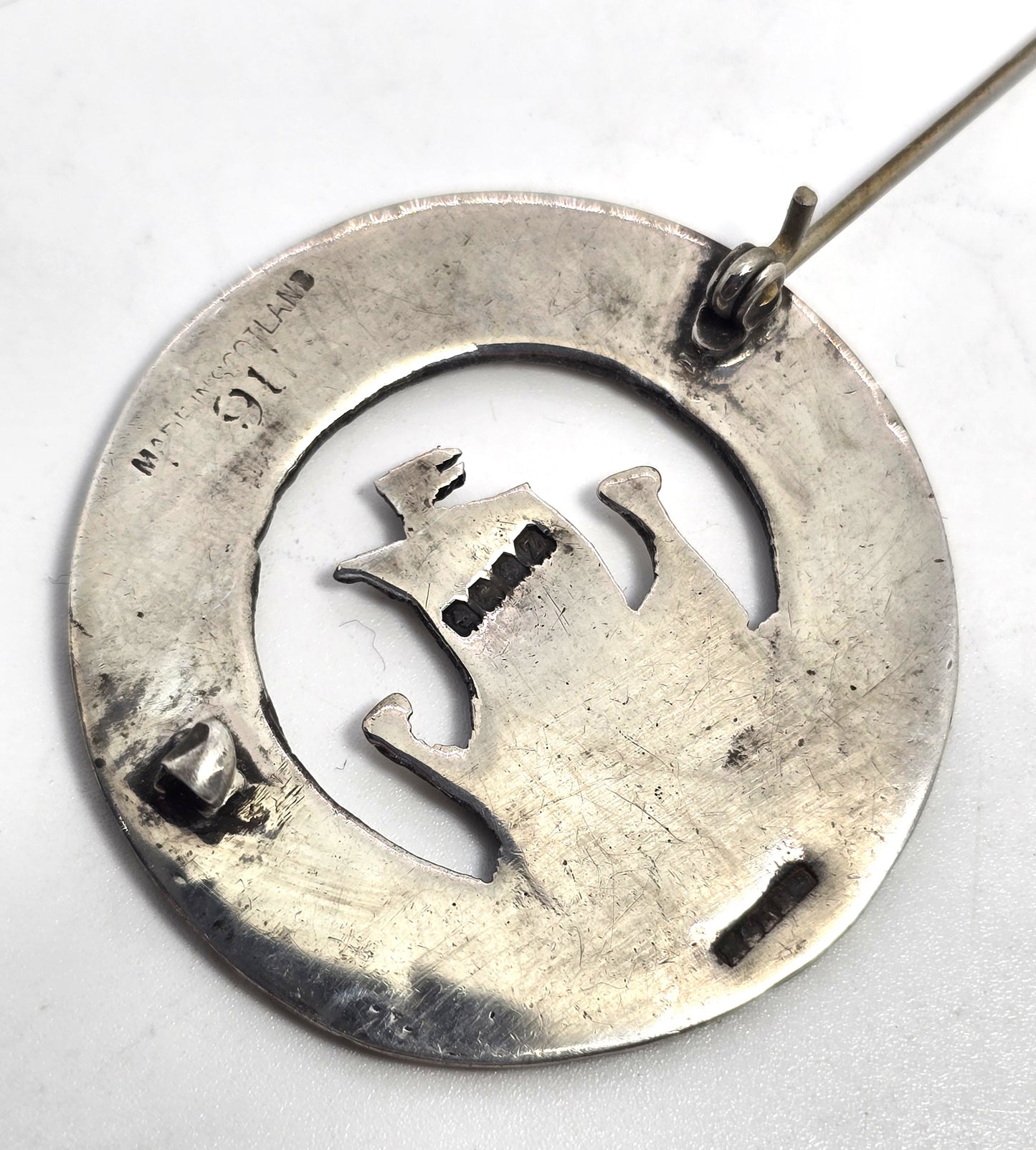 Scottish Viking Norse Naval Ship vintage sterling silver kilt pin brooch