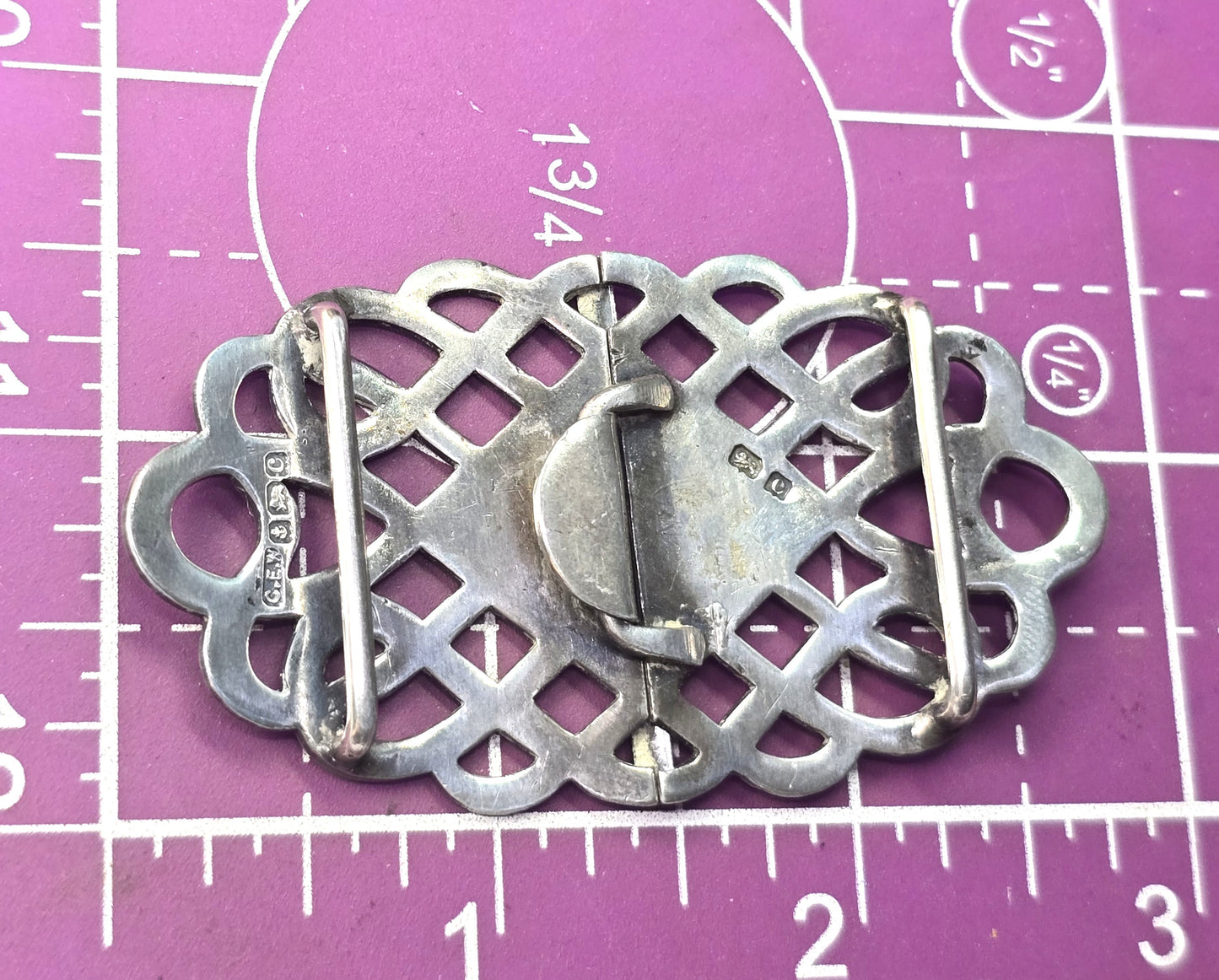C.E. Williams English Victorian 1898 sterling silver antique sash nurses buckle