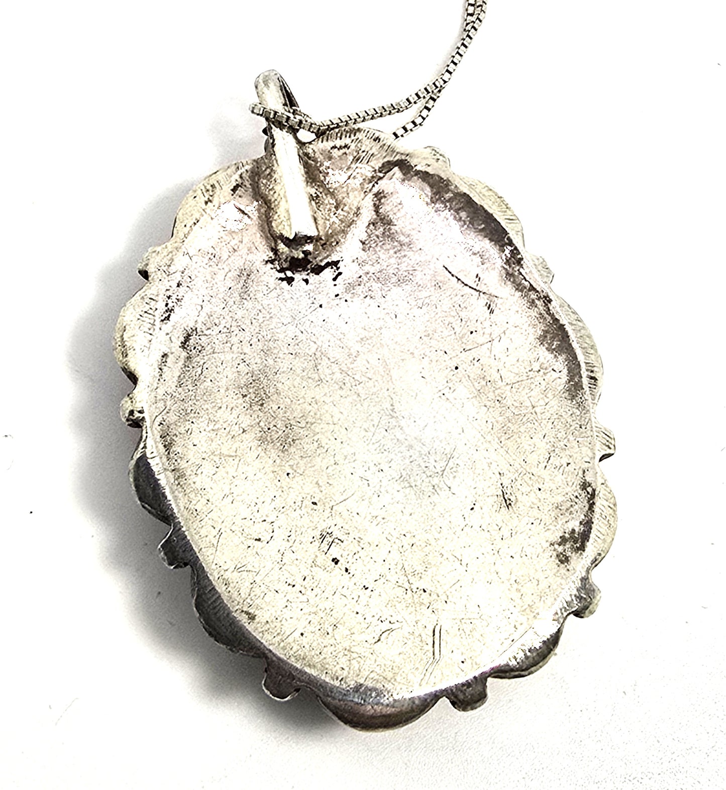 Native American artisan vintage Banded Lace Agate sterling silver 30" necklace