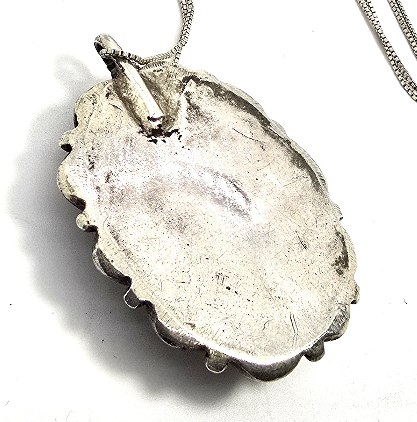 Native American artisan vintage Banded Lace Agate sterling silver 30" necklace