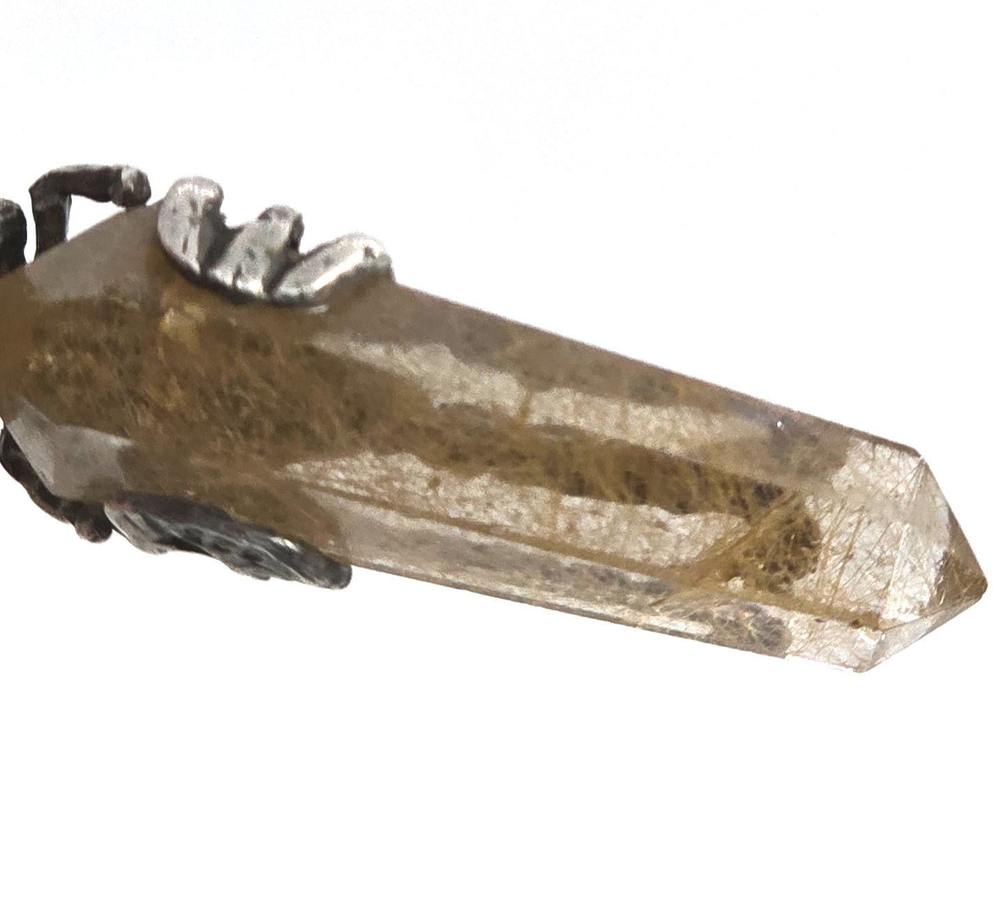 Brazilian Rutilated Quartz Scorpion sterling silver mystical vintage pendant necklace