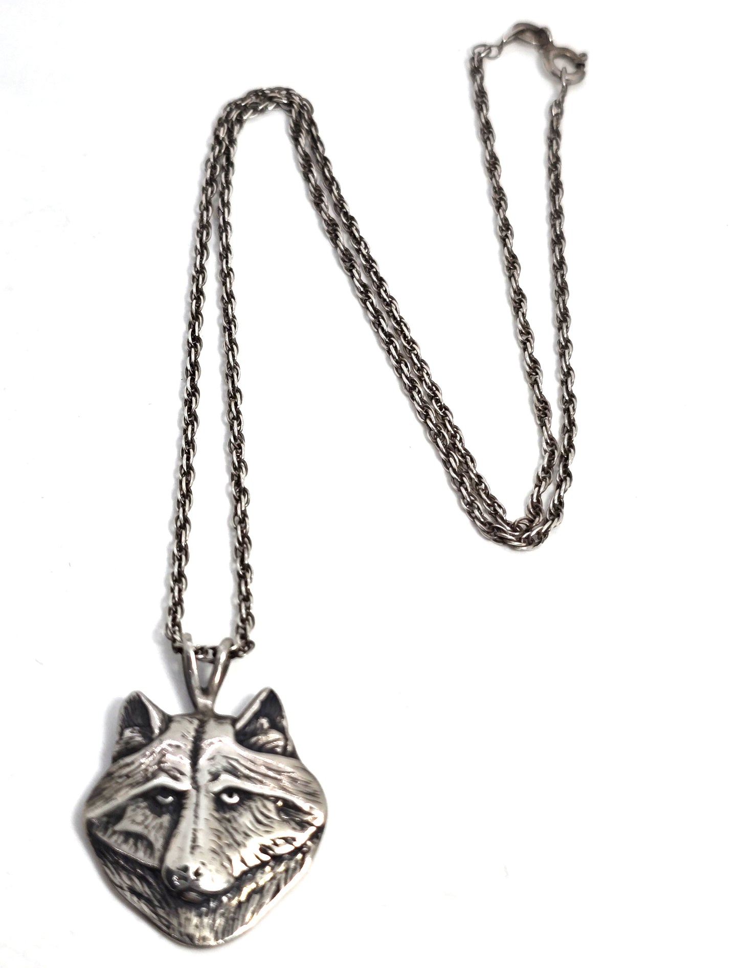 Viking wolf Men's vintage retro solid sterling silver pendant necklace