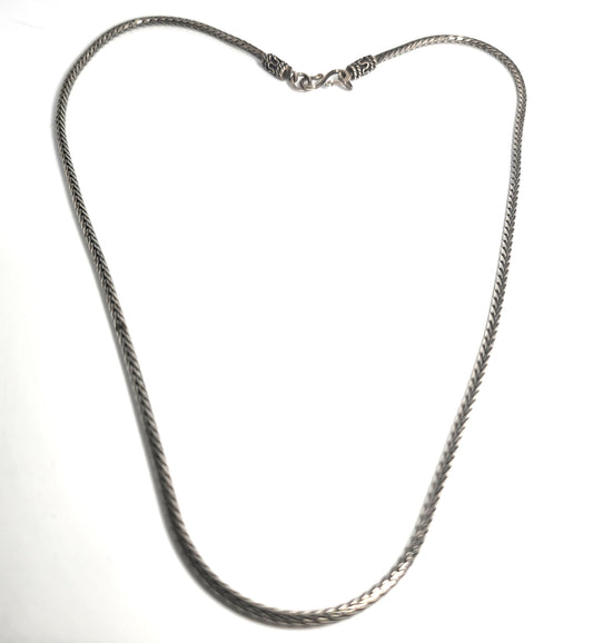 Tribal Bali foxtail chain 18.5 inch embellished sterling silver necklace