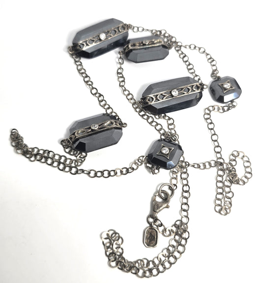 Silpada Sterling Silver Hematite  station CZ Vision 40” Necklace N2924 Retired