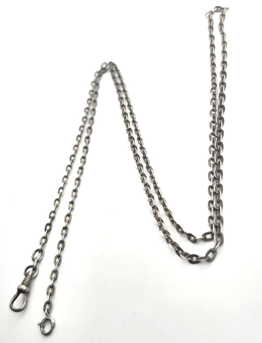 Victorian antique 800 sterling silver custom watch fob chain 28.5 inches