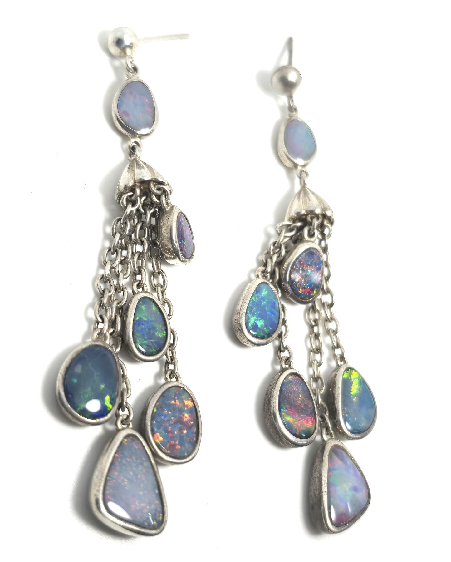 Whitney Kelly WK Blue opal triplet long drop sterling silver earrings