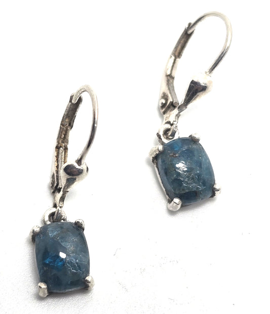 Blue apatite 3.15ct gemstone sterling silver D'Joy lever back earrings