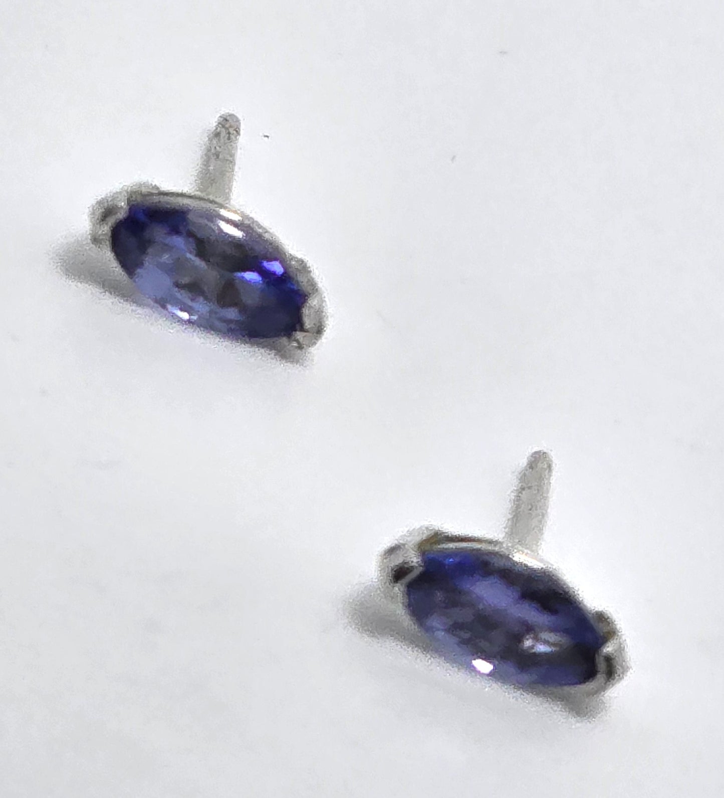 Tanzanite petite marquis cut prong set sterling silver BBJ stud earrings